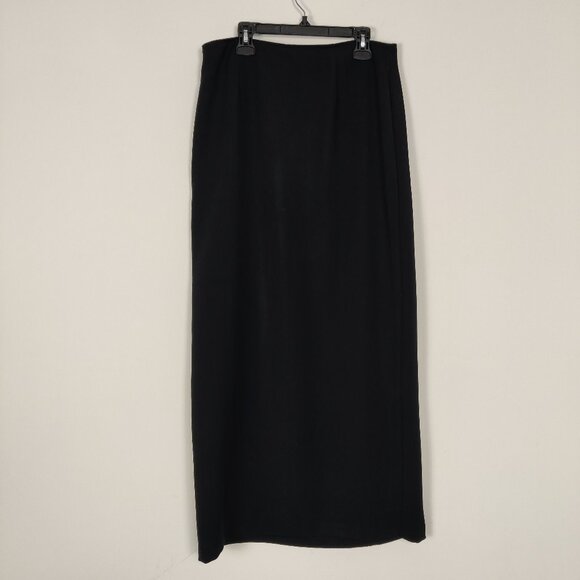 Pariscope Women's Wrap Skirt Size 10 Black Business Casual Old Money Modest Chic - Picture 1 of 9